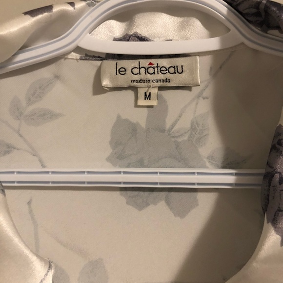 90s Le Chateau satin collared rose print blouse - Picture 7 of 9